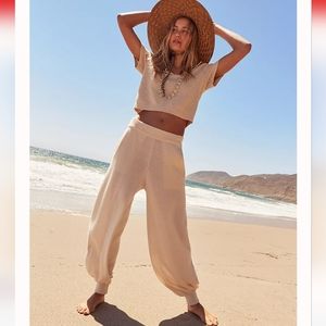 NWT FREE PEOPLE Neutral Beige Sweater & Pants Set